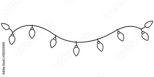 Christmas lights vector line art on white background festive decoration