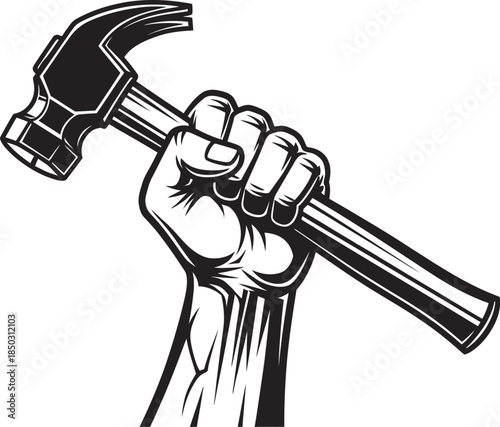 Fist Holding a Hammer silhouette, vector file 