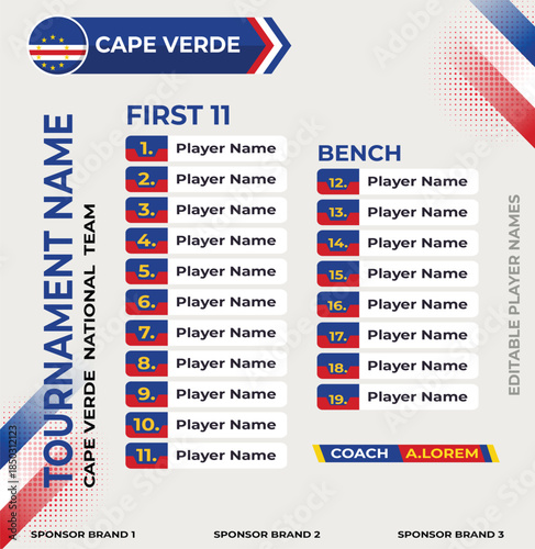 Line up for first 11 of Cape Verde Sports Team