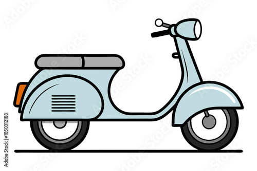 Line drawing of classic motor scooter vintage design isolated illustration