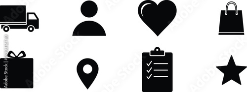 Collection of black and white e commerce icons