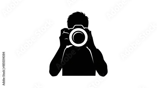 Black silhouette of a person holding a camera photography concept