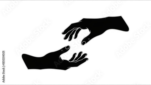 Black silhouette of two hands reaching out to each other