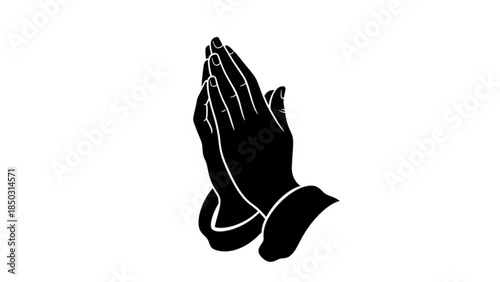 Black silhouette of praying hands in a gesture of prayer or supplication
