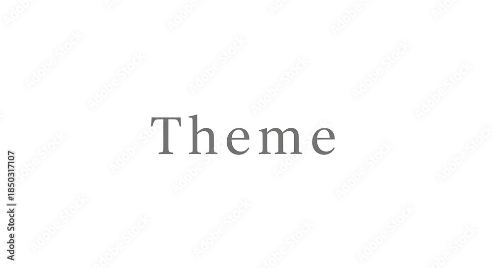 Fototapeta premium Elegant text 'Theme' in a minimalist, clean design on a bright white background