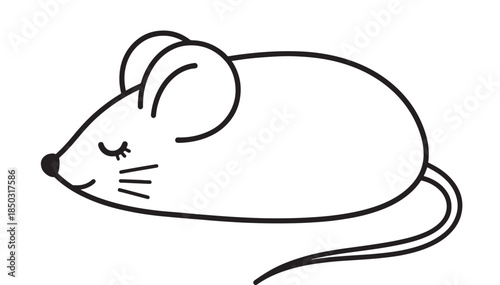 Simple black mouse outline illustration ideal for design projects on transparent background silhouette