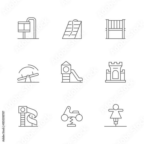 Set line icons of playground