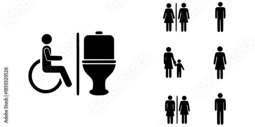All Gender Inclusive Restroom Vector Silhouette