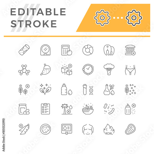 Set line icons of nutrition