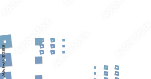 Modern digital pattern with blue squares on black background