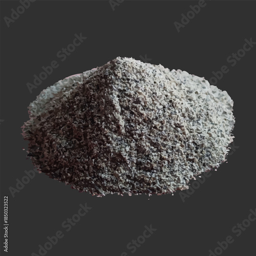 A realistic pile of ground black pepper or salt, a food ingredient.