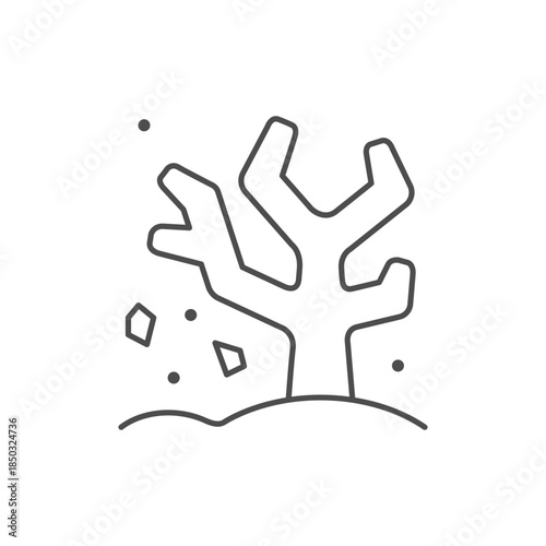 Marine coral line outline icon isolated on white. Vector illustration