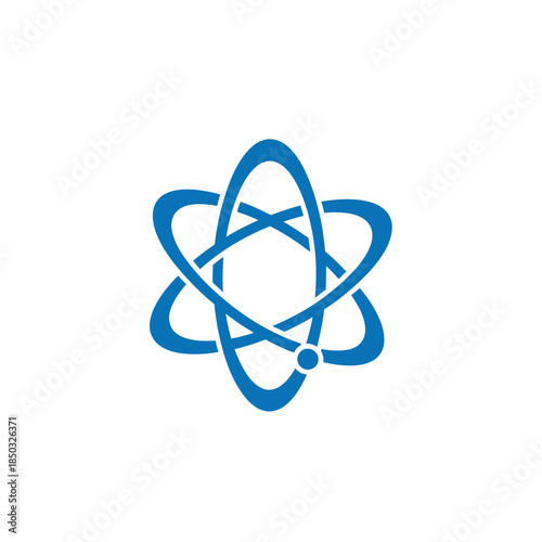 Atomic structure science physics chemistry blue abstract logo icon symbol