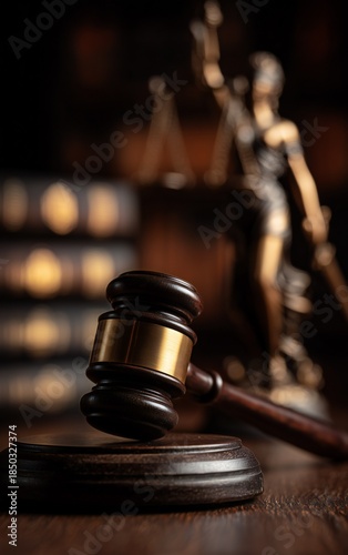 Wooden gavel and book