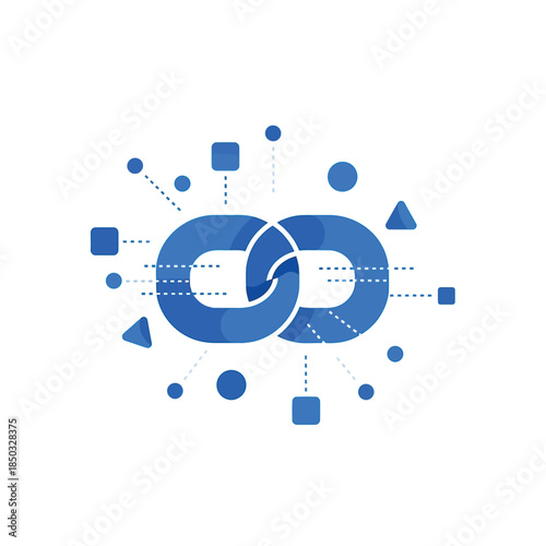 Digital technology abstract background with interconnected elements data flow