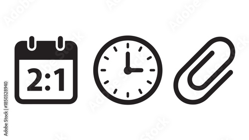 Simple Clocks and Paperclip Iconography with natural lighting and detailed texture for commercial background