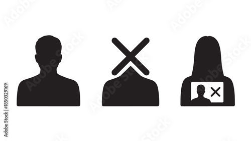 Silhouette of a person with a cross mark