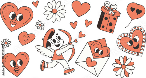 Cupid dog delivering valentine's day messages Vector