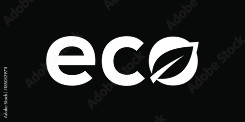 typography text eco logo design, organic leaves nature graphic vector icon concept