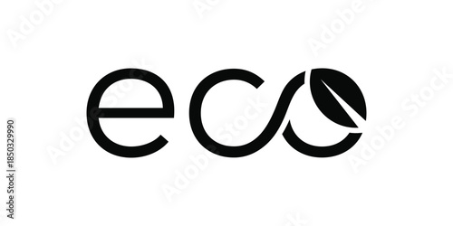 text eco logo design, leaves nature graphic icon concept