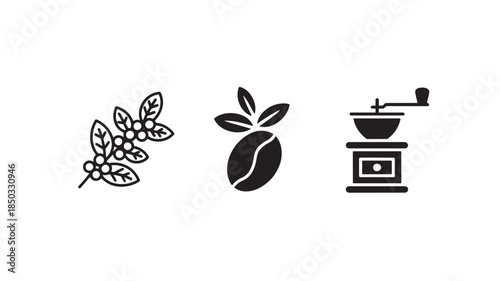 Coffee Icons Set in Simple Line Art Style with Black Color on White Background for Web Design