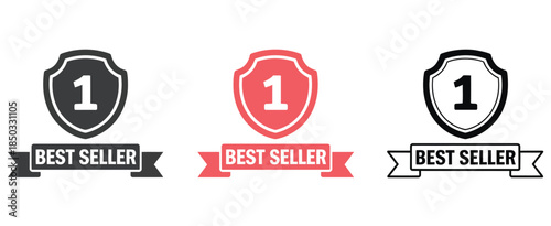 Promotional best seller badge, vector illustration with decorative label, ideal for marketing materials