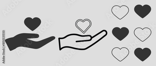 Hands offering hearts Vector, illustration