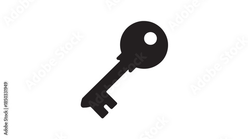 Old key silhouette in minimalist style with dark tone on white background for security icon