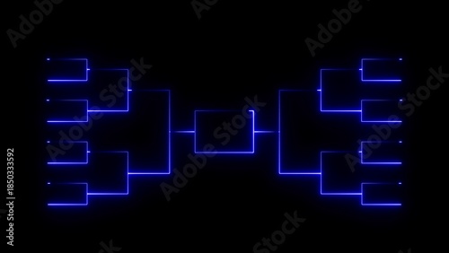 Blue glowing bracket chart on black background