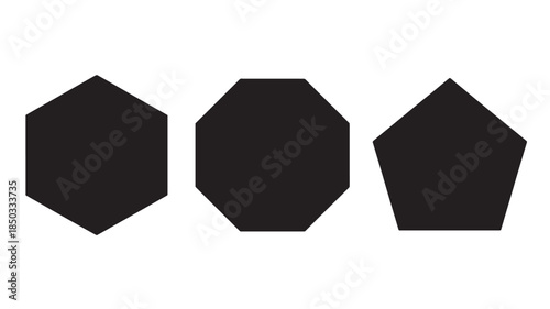 Geometric Shapes Silhouettes in Modern Minimalist Style with Deep Black Color on White Background for Graphic Design
