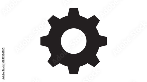 Gear icon in simple flat design with black color on white background for web interface