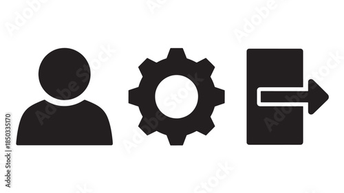 User profile settings with gear icon and export button in simple flat design for web interface