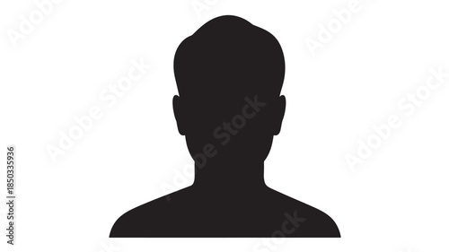 Silhouette of a man in minimalist style with dark tone on white background for profile placeholder