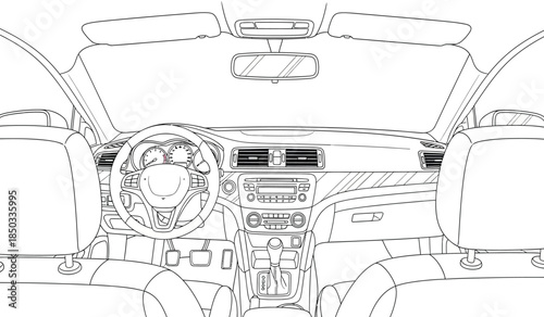 a detailed line drawing depicts the interior dashboard and front seating area of a luxury sports car offering a clear view of the driver s