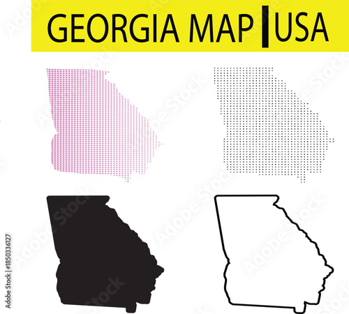Georgia state silhouette, line style. America illustration, American vector outline isolated on usa white background.