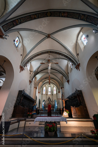 Bild auf Leinwand Interior of Aosta Cathedral nave and altar - Aosta, Italy