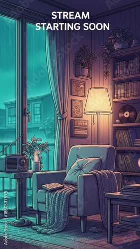 Cozy Animated Stream Starting Soon Background for Twitch with Calming Rainy Ambiance
