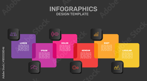 Infographic with abstract geometric layout and placeholder text, ideal for business, presentation, or creative design use. Vector.