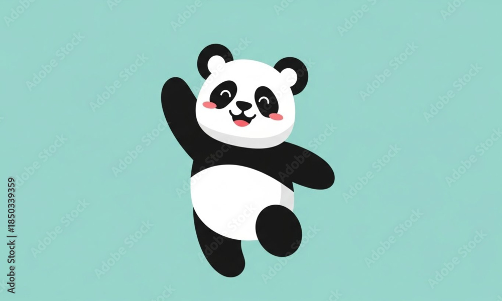 Naklejka premium panda bear with bamboo