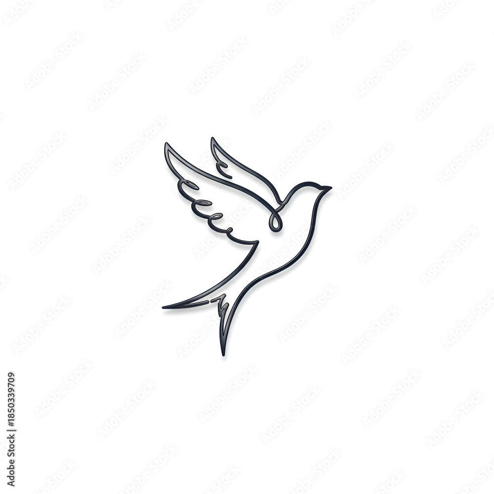 Fototapeta premium Minimalist Dove Flying Continuous Line Art Isolated on White Background