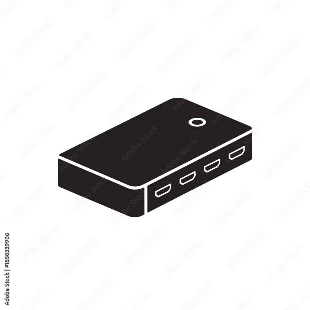 Fototapeta premium USB Hub in Minimalist Design with Simple Black Color and Clean Lines for Tech Accessories