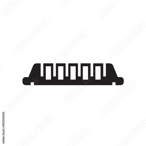 Guitar Bridge Silhouette in Modern Minimalist Style with Dark Monochrome Color on Simple Flat Format for Music Industry