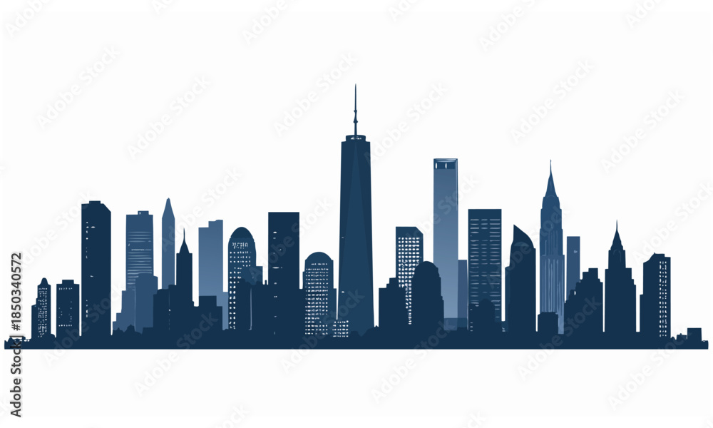 Obraz premium Modern City Skyline Silhouette – Vector Illustration