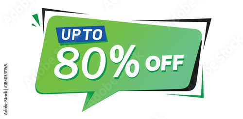 Up to 80% Off Sale Tag - Bright Green Speech Bubble for Retail Promotions