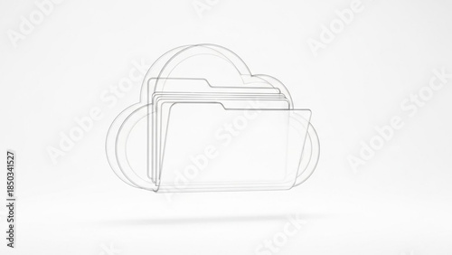 Cloud Storage Folders Transparent Outline Icon Isolated on White Background