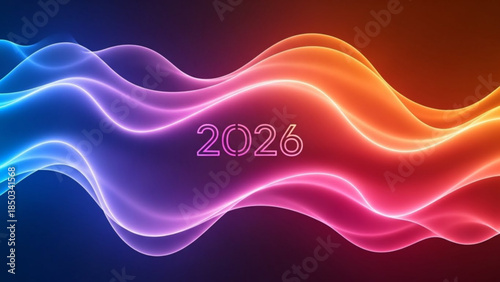 2026 Abstract Glowing Waves Digital Gradient Background