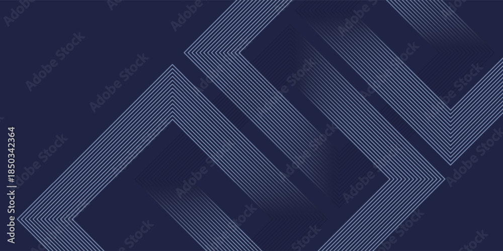 Obraz premium Abstract blue glowing geometric lines on dark background. Modern shiny blue rounded square lines pattern. Futuristic technology concept. Suit for poster, cover, banner, presentation, website, flyer
