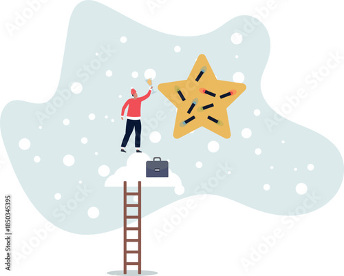 Business champion succeed to get reward, winning star employee, career path or dream job concept.life and employment of people.