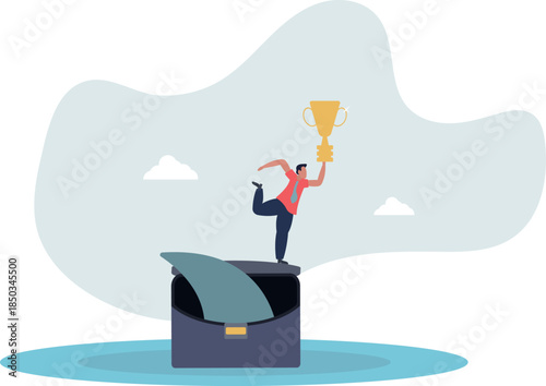 business shark and gold award.Concept of professionalism.