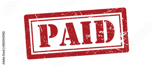 Red Grunge Paid Stamp Illustration, Distressed Rubber Ink Effect, Payment Confirmation Sign for Business Documents, Invoices, Bills and Transactions, Approved Financial Status Mark